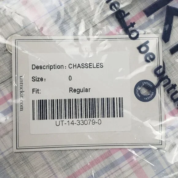 UNTUCKit Chasseles Cotton LS Shirt Lt Blue Green Pink Plaid Womens 0 Regular Fit - Picture 13 of 16